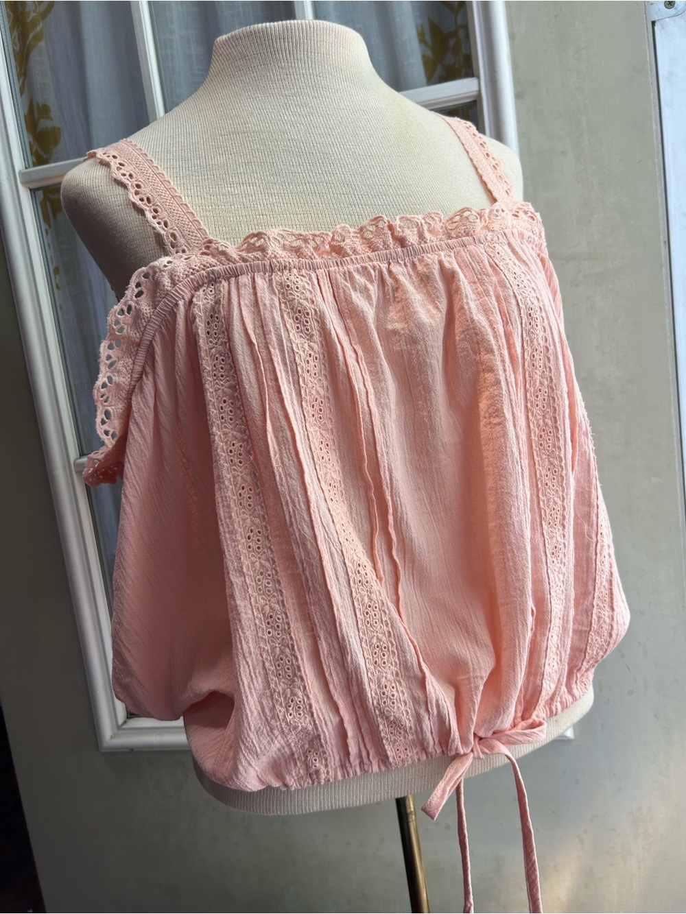 Blush Pink Lace-Trim Tank Top